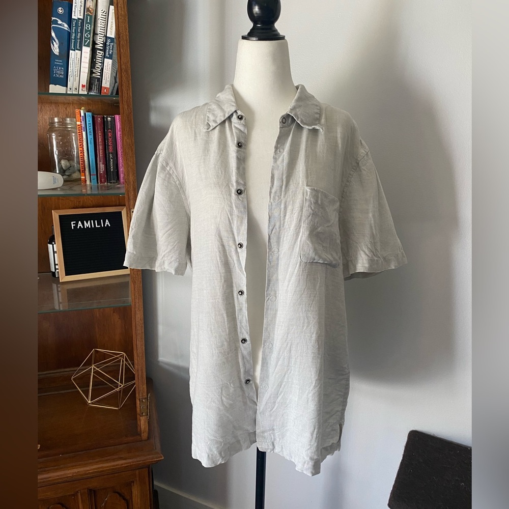 Armani Exchange - shirt 100% Linen (white grey)
